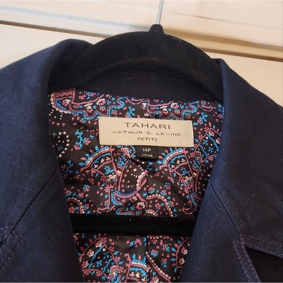 Tahari Arthur S Levine black button front blazer jacket 14P - Picture 2 of 6